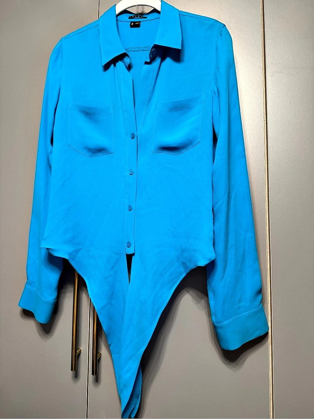 Theory Orencia Silk Tie-Front Blouse Blue Medium
